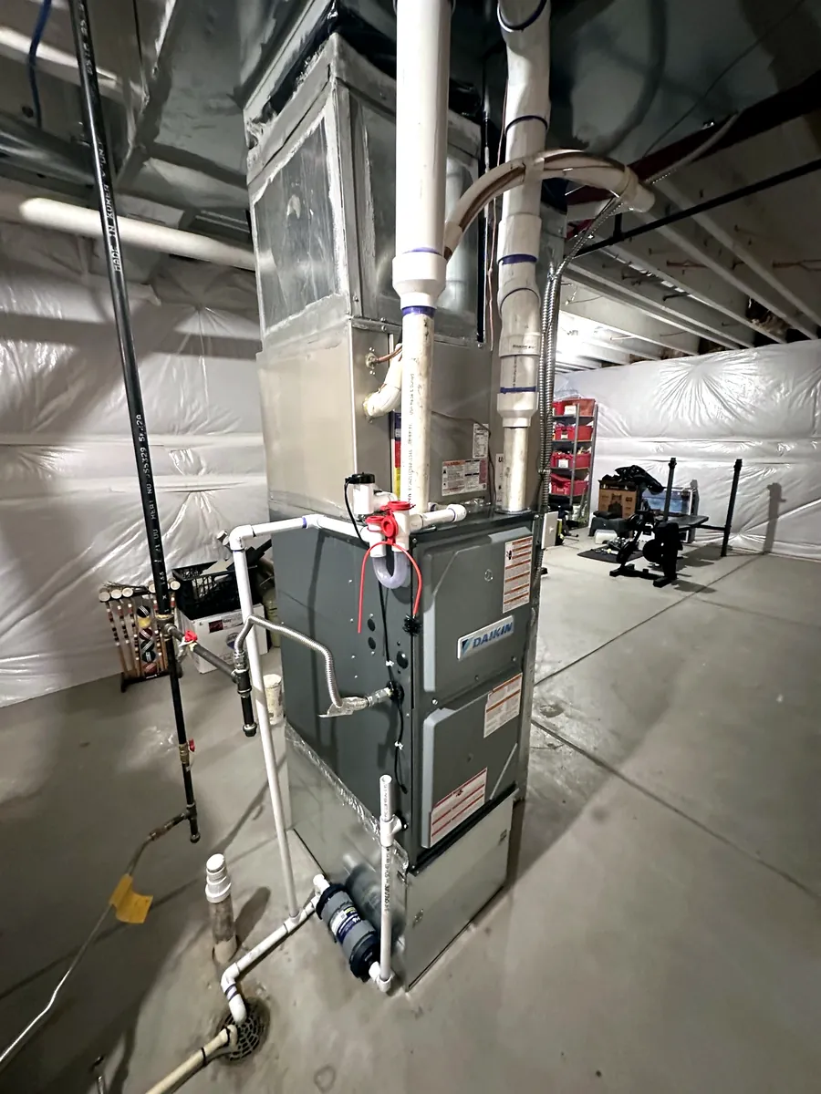 New Daikin furnace with new ductwork in a Denver metro basement