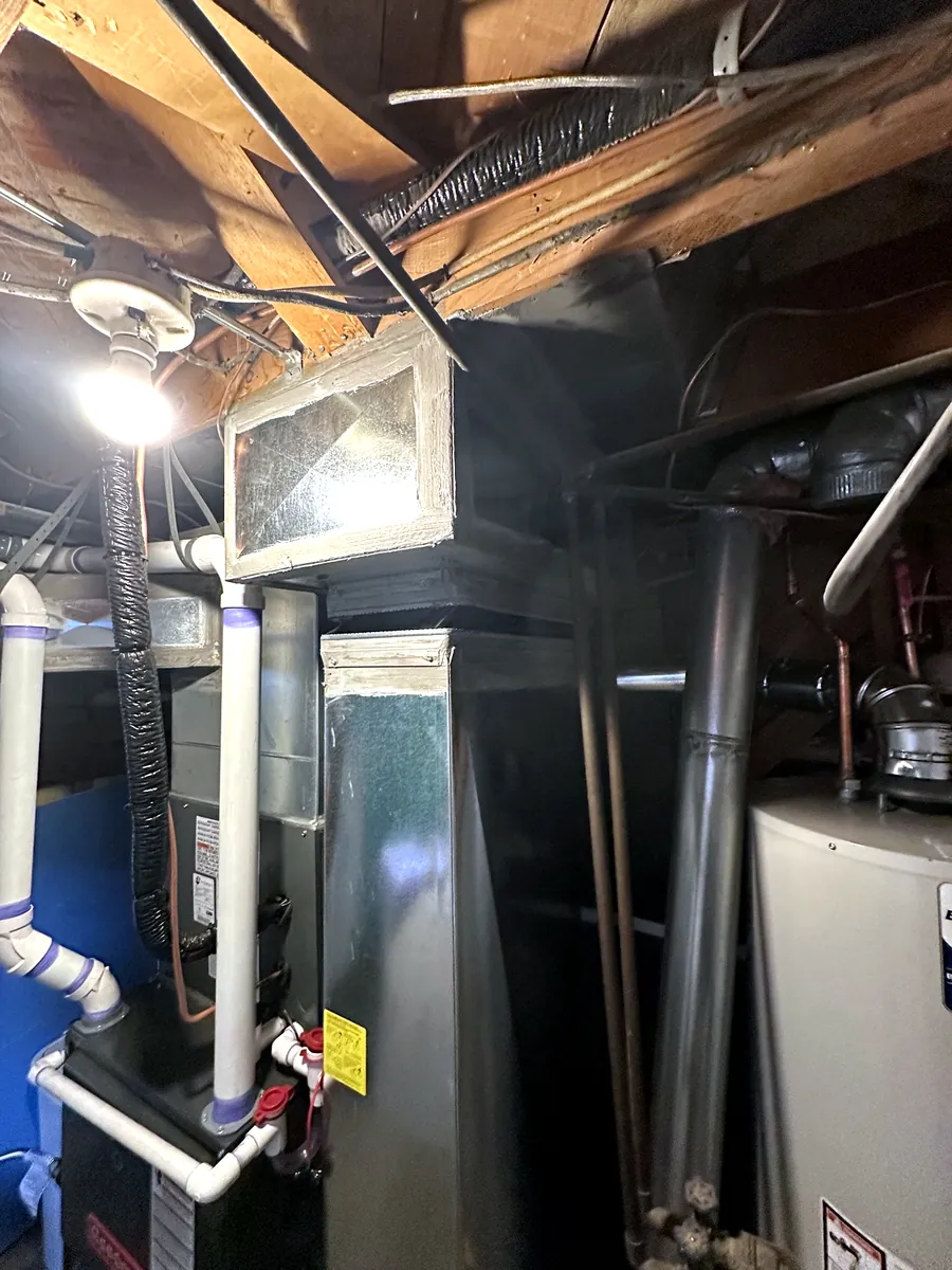 New Goodman furnace and return ductwork in a Denver metro basement